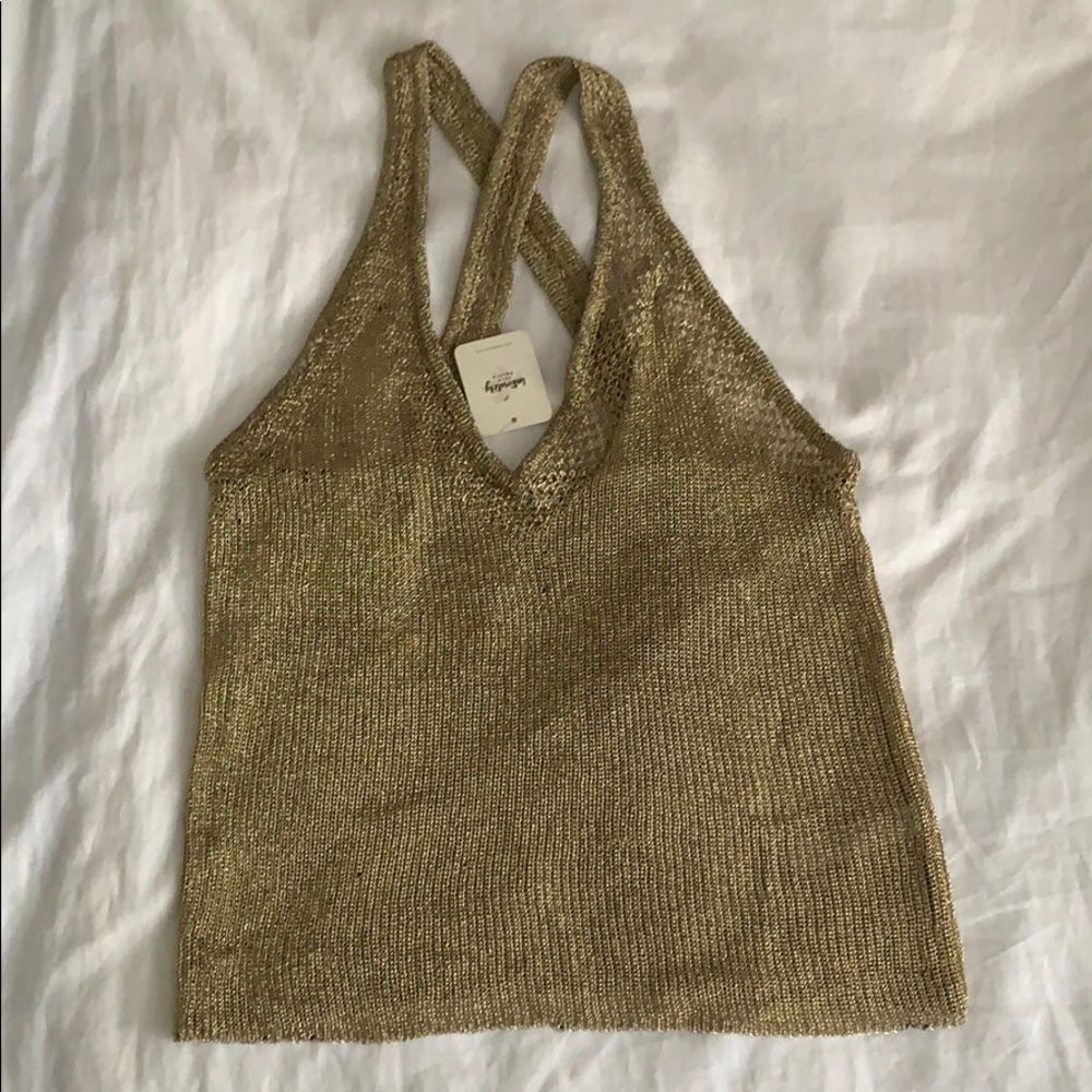 Free People Intimates Gold Mesh Tank